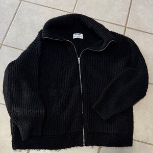 Black & Glitter/Sparkly Zip-Up Sweater